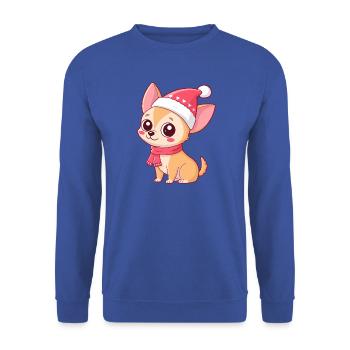 Fröhlicher Hund mit Weihnachtshut - Unisex Pullover - Royalblau - Vorne - Alina (178cm) & Michal (187cm)
