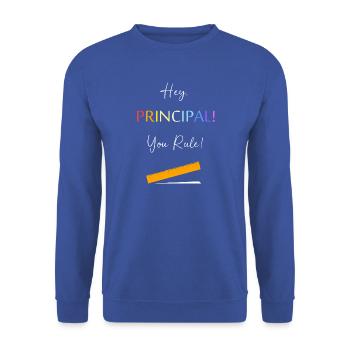 Schulleiter Schulleitung Schule Rektor Direktor - Unisex Pullover - Royalblau - Vorne - Alina (178cm) & Michal (187cm)