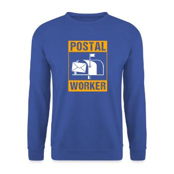 Post Poststempel Postbote - Unisex Pullover - Royalblau - Vorne - Alina (178cm) & Michal (187cm)