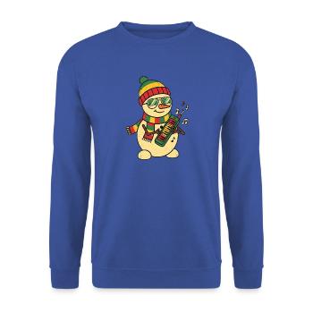 Dub Reggae Schneemann Weihnachten - Unisex Pullover - Royalblau - Vorne - Alina (178cm) & Michal (187cm)