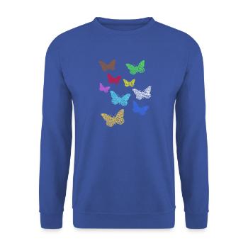 Neon Schmetterlinge  - Unisex Pullover - Royalblau - Vorne - Alina (178cm) & Michal (187cm)