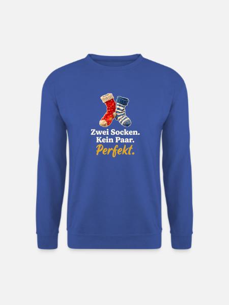 Zwei Socken. Kein Paar. Perfekt. - Unisex Pullover - Royalblau