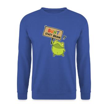 Bunter Demo-Frosch - Unisex Pullover - Royalblau - Vorne - Alina (178cm) & Michal (187cm)