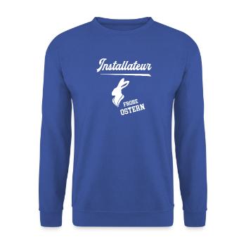Installateur Frohe Ostern Ostergeschenk Klempner - Unisex Pullover - Royalblau - Vorne - Alina (178cm) & Michal (187cm)