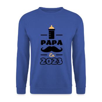 papa en 2023 - futur papa - Sweat-shirt Unisexe - bleu royal - Devant - Alina (178cm) & Michal (187cm)
