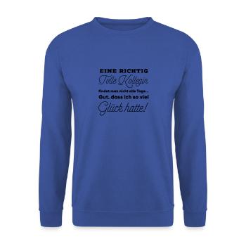 EINE RICHTIG TOLLE KOLLEGIN - Unisex Pullover - Royalblau - Vorne - Alina (178cm) & Michal (187cm)