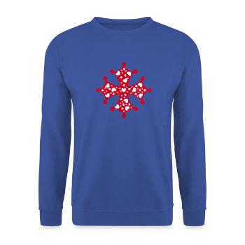 Occitan Heart Cross - Unisex Sweatshirt - royal blue - Front - Alina (178cm) & Michal (187cm)