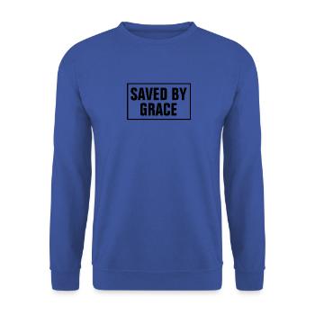 Von der Gnade gerettet - Christian - Unisex Pullover - Royalblau - Vorne - Alina (178cm) & Michal (187cm)