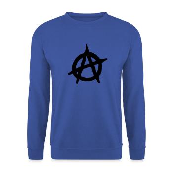 Anarchy - Anarchie Logo - Unisex Pullover - Royalblau - Vorne - Alina (178cm) & Michal (187cm)