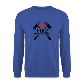 Service d'incendie - Pompiers - haches et flamme - Sweat-shirt Unisexe - bleu royal - Devant - Alina (178cm) & Michal (187cm)