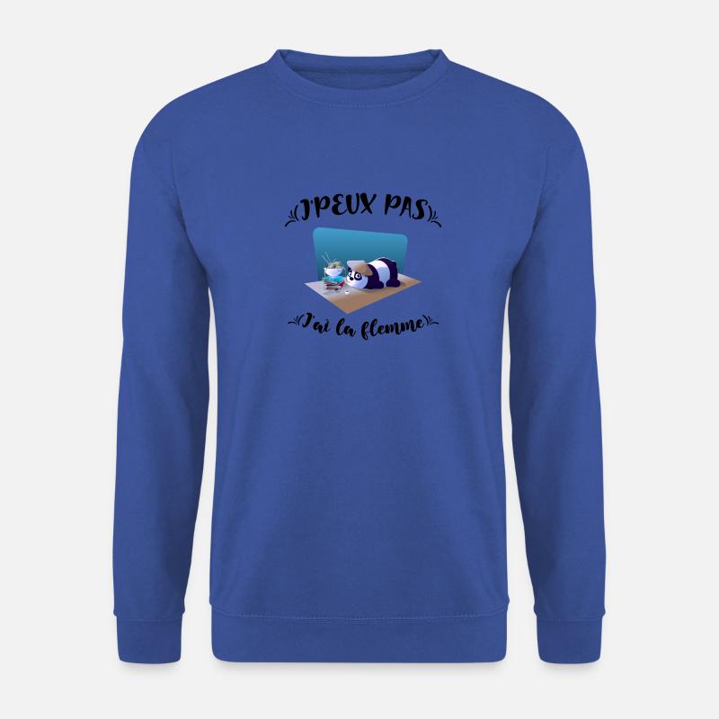 Ich kann nicht, ich bin faul, schöner Panda mit blauem Hintergrund - Unisex Pullover - Royalblau