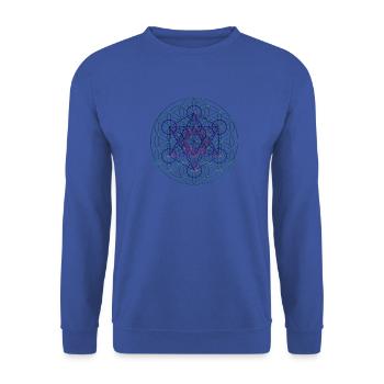Flower of Life with Metatron Cube 1 - Unisex Sweatshirt - royal blue - Front - Alina (178cm) & Michal (187cm)