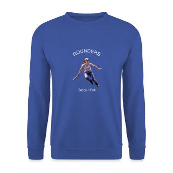 ROUNDERS, JEU DE BALLE, SPORT - Sweat-shirt Unisexe - bleu royal - Devant - Alina (178cm) & Michal (187cm)