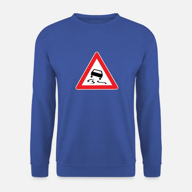 Verkehrsschild Führerschein rutschige Straße - Unisex Pullover - Royalblau