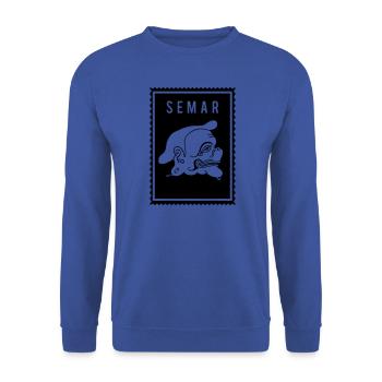 Semar - Wayang - Unisex Pullover - Royalblau - Vorne - Alina (178cm) & Michal (187cm)