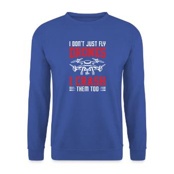 Ich fliege nicht nur Drohnen, ich lasse sie auch abstürzen - Unisex Pullover - Royalblau - Vorne - Alina (178cm) & Michal (187cm)