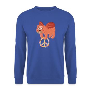 Friedensbär Bruno fliegt für den Frieden - Unisex Pullover - Royalblau - Vorne - Alina (178cm) & Michal (187cm)
