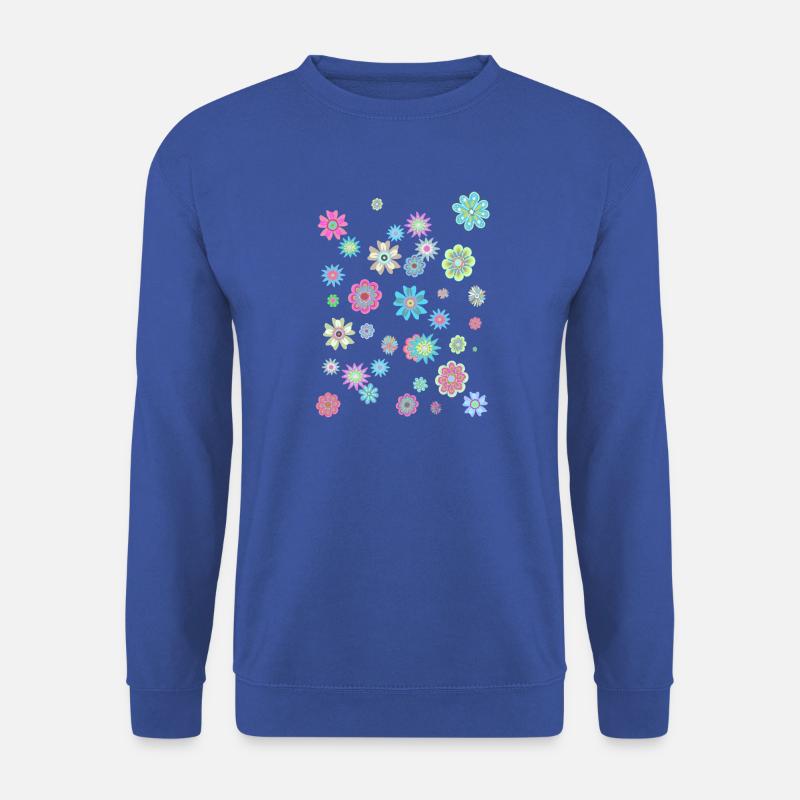 Bunte Blumenmuster für Frühlingskleidung - Unisex Pullover - Royalblau