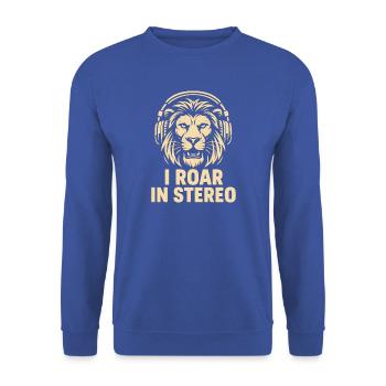 Löwenkopf mit Kopfhörern - Unisex Pullover - Royalblau - Vorne - Alina (178cm) & Michal (187cm)