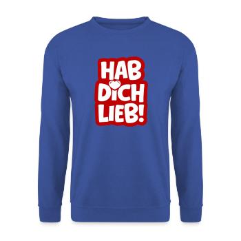 Hab dich lieb Herz Rot Weiß - Unisex Pullover - Royalblau - Vorne - Alina (178cm) & Michal (187cm)