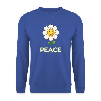 Fleur de paix anti-guerre - Marguerite souriante rétro - Sweat-shirt Unisexe - bleu royal - Devant - Alina (178cm) & Michal (187cm)