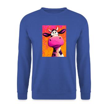 Kuh - Unisex Pullover - Royalblau - Vorne - Alina (178cm) & Michal (187cm)