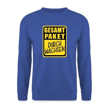 Lustiges Gesamtpaket Durchwachsen - Unisex Pullover - Royalblau - Vorne - Alina (178cm) & Michal (187cm)