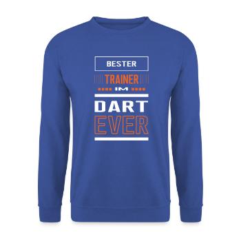 Bester Dart Trainer Darttrainer Training - Unisex Pullover - Royalblau - Vorne - Alina (178cm) & Michal (187cm)