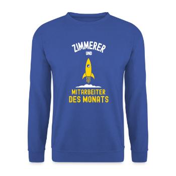 Zimmerer Mitarbeiter des Monats Zimmerei Kollegen - Unisex Pullover - Royalblau - Vorne - Alina (178cm) & Michal (187cm)
