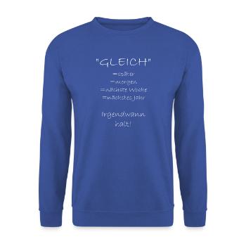 Gleich - Unisex Pullover - Royalblau - Vorne - Alina (178cm) & Michal (187cm)