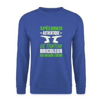 Maillot tonton bricoleur idée cadeau humour homme - Sweat-shirt Unisexe - bleu royal - Devant - Alina (178cm) & Michal (187cm)