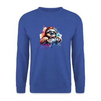 Funny Sloth Gamer With Sunglasses - Unisex Sweatshirt - royal blue - Front - Alina (178cm) & Michal (187cm)