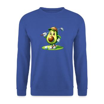 Lustige Golf Avocado Bereit Für Ein Tee Time - Unisex Pullover - Royalblau - Vorne - Alina (178cm) & Michal (187cm)