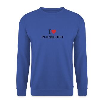 I love Flensburg - Unisex Pullover - Royalblau - Vorne - Alina (178cm) & Michal (187cm)