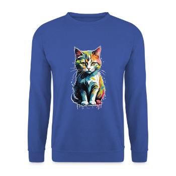 buntes Kätzchen - Unisex Pullover - Royalblau - Vorne - Alina (178cm) & Michal (187cm)