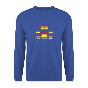 TOGETHER WE RISE! HEB DEINE FAUST - MENSCHENRECHTE - Unisex Pullover - Royalblau - Vorne - Alina (178cm) & Michal (187cm)