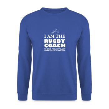 Je suis le cadeau de l'entraîneur de rugby - Sweat-shirt Unisexe - bleu royal - Devant - Alina (178cm) & Michal (187cm)