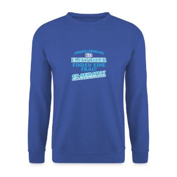 Junggesellenabschied Elektriker - Unisex Pullover - Royalblau - Vorne - Alina (178cm) & Michal (187cm)