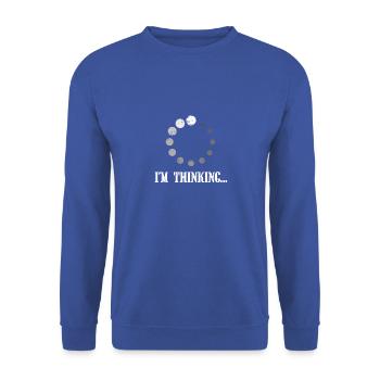 Ich denke nach. Computer Nerd Geek Geschenk - Unisex Pullover - Royalblau - Vorne - Alina (178cm) & Michal (187cm)