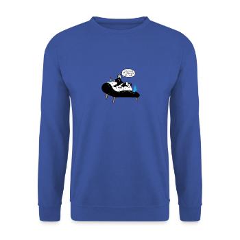 Therapeut Einhorn glaubt nicht an sich selbst. - Unisex Pullover - Royalblau - Vorne - Alina (178cm) & Michal (187cm)