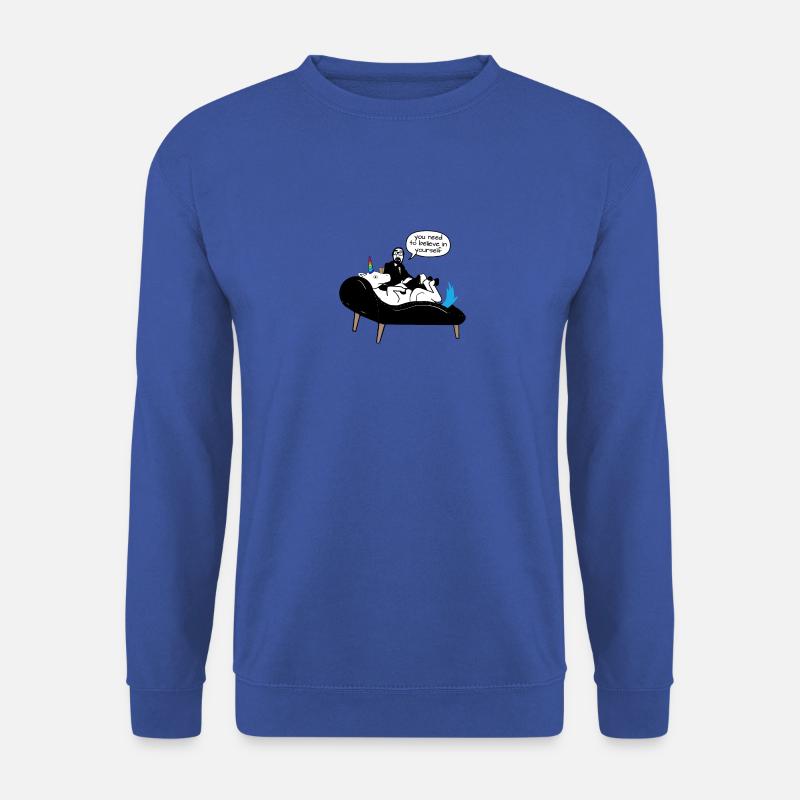 Therapeut Einhorn glaubt nicht an sich selbst. - Unisex Pullover - Royalblau