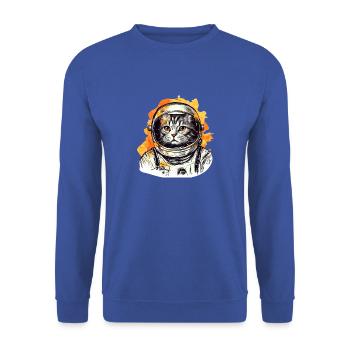 Space Cat Vintage Drawing - Unisex Sweatshirt - royal blue - Front - Alina (178cm) & Michal (187cm)