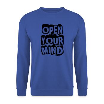 Open Your Mind - Unisex Pullover - Royalblau - Vorne - Alina (178cm) & Michal (187cm)