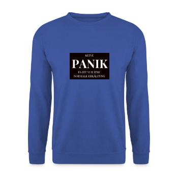 Keine PANIK schwarz - Unisex Pullover - Royalblau - Vorne - Alina (178cm) & Michal (187cm)