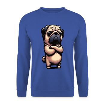 Mops Möpse Mopsbesitzer Mopsliebhaber Mopshalter - Unisex Pullover - Royalblau - Vorne - Alina (178cm) & Michal (187cm)