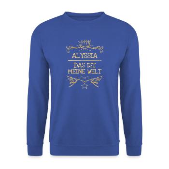 Frau Alyssia - Unisex Pullover - Royalblau - Vorne - Alina (178cm) & Michal (187cm)