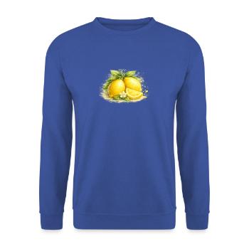 Zitrus Aquarell Zitronen-Stillleben - Unisex Pullover - Royalblau - Vorne - Alina (178cm) & Michal (187cm)