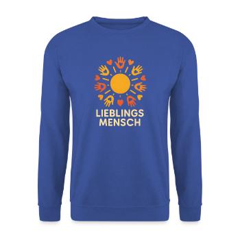 Lieblings Mensch Sonnenkreis Motiv - Unisex Pullover - Royalblau - Vorne - Alina (178cm) & Michal (187cm)