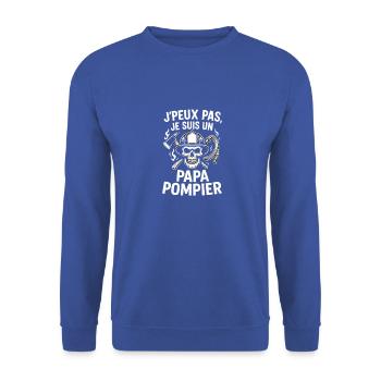 J'peux pas je suis un papa pompier - Sweat-shirt Unisexe - bleu royal - Devant - Alina (178cm) & Michal (187cm)