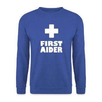 Ersthelfer - Unisex Pullover - Royalblau - Vorne - Alina (178cm) & Michal (187cm)